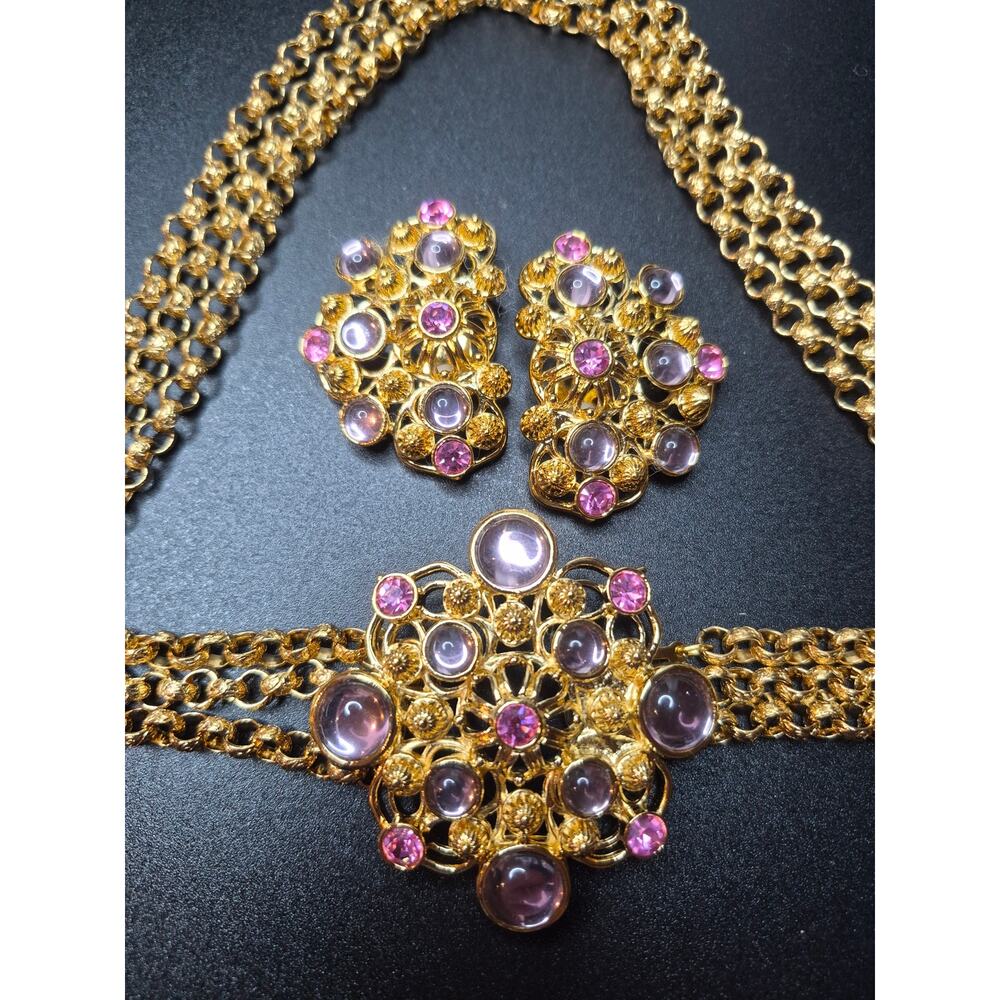 Vintage Jose Maria Barrera for Avon Marbella Necklace & Clip Earrings Set 1992 - Picture 11 of 15